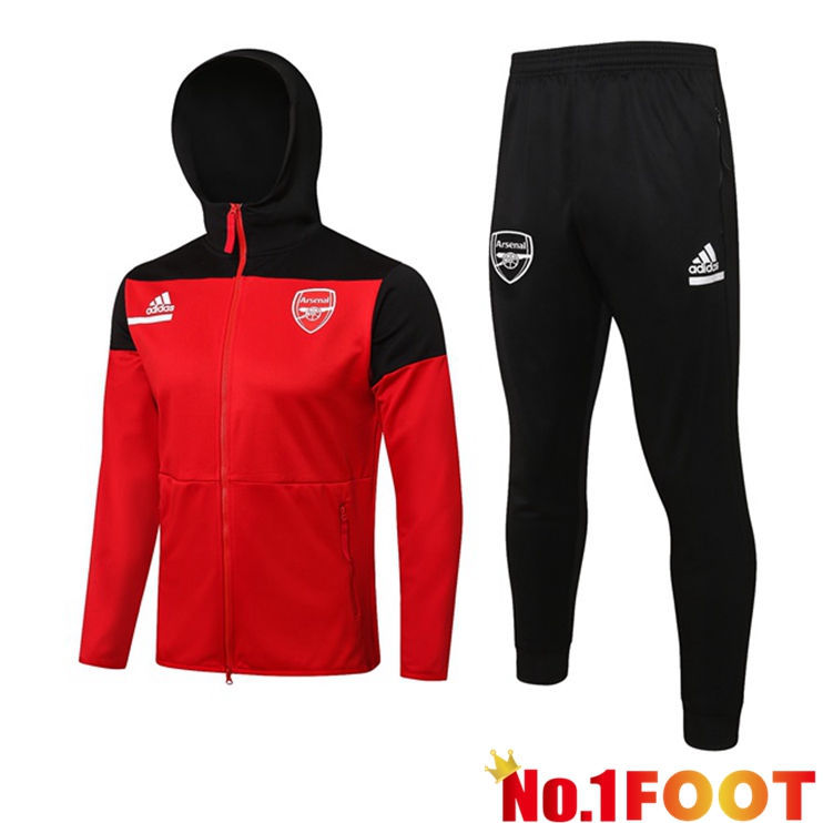 Arsenal Training Tracksuit Hoodie Red Black 2021-2022