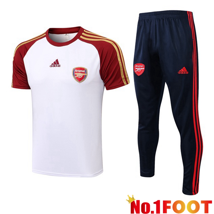 Arsenal Training T-Shirts + Pants Red White 2021-2022