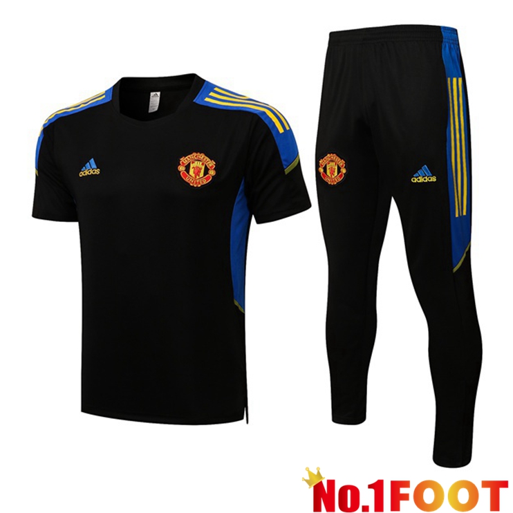 Manchester United Training T-Shirts + Pants Black 2021-2022