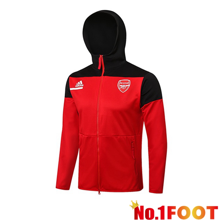 Arsenal Training Jacket Hoodie Red Black 2021-2022