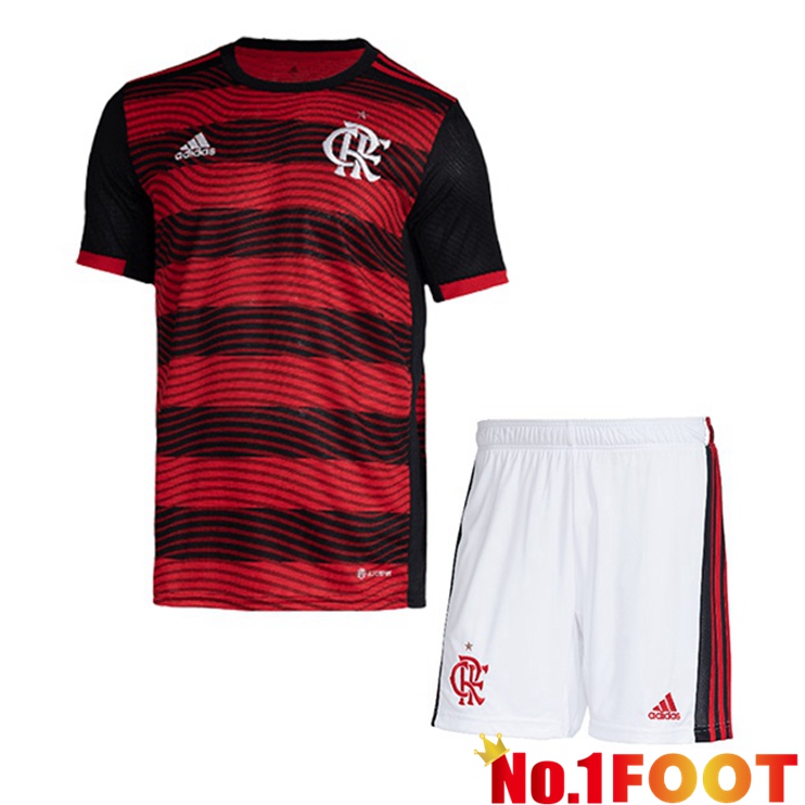 Flamengo Kids Home Jerseys Red Black 2022-2023