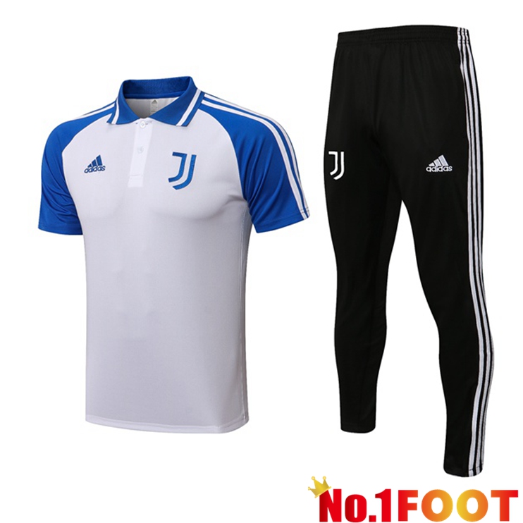 Juventus + Pants White Blue Polo Shirt 2021/2022 - Click Image to Close