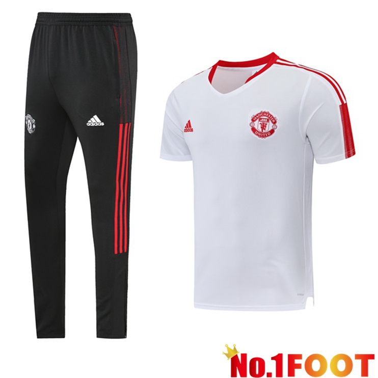 Manchester United Training T Shirt + Pants White 2022/2023