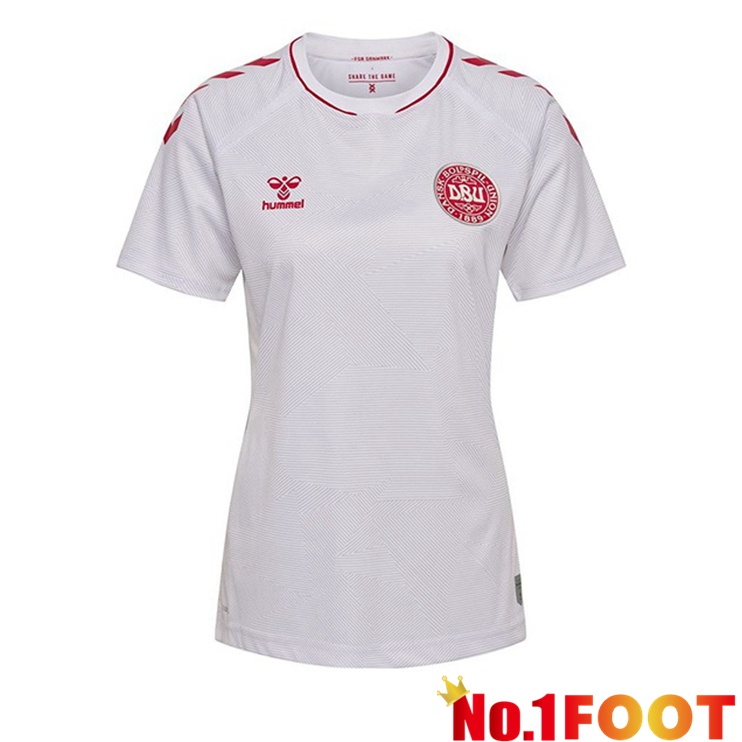 Denmark Womens Away White Women's Euro Jersey 2022