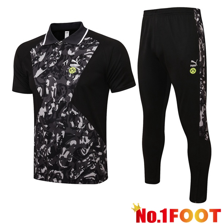 Dortmund BVB Polo Shirt + Pants Black 2021-2022