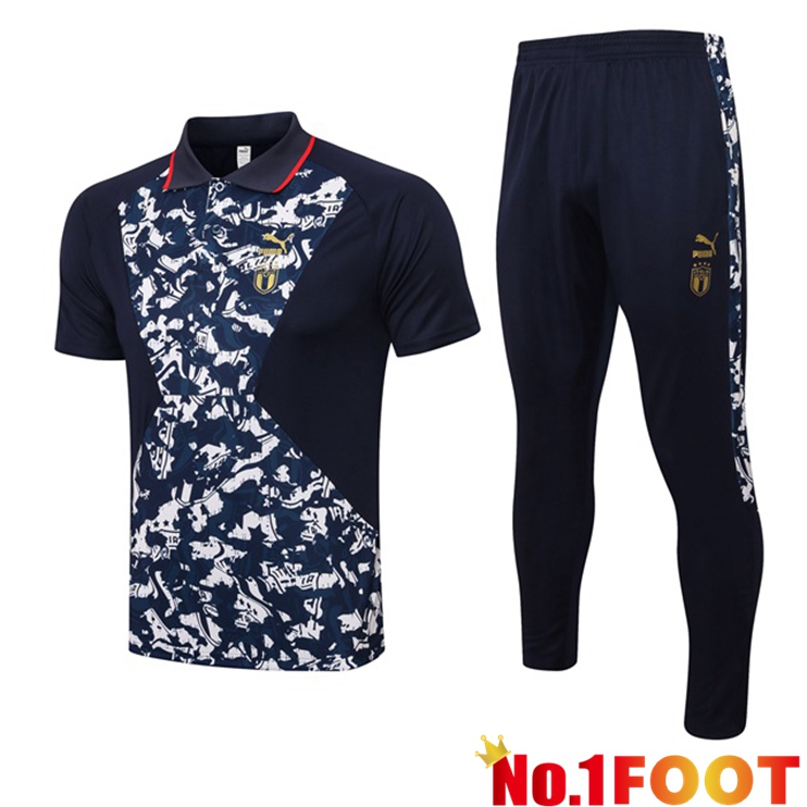 Italy Polo Shirt + Pants Blue Black 2021-2022