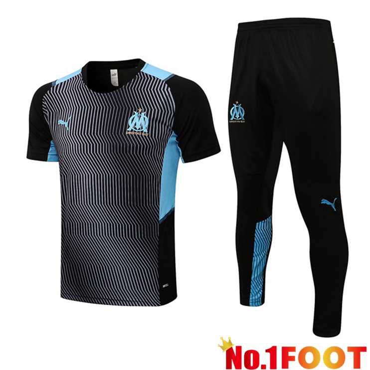 Marseille OM Training T-Shirts + Pants Black Blue 2021-2022