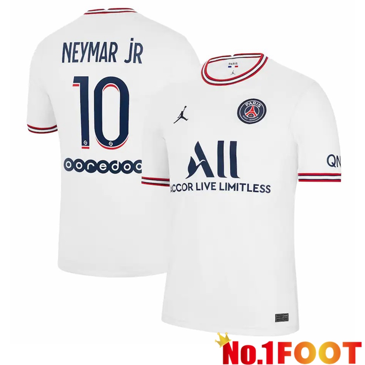 Jordan PSG (Neymar Jr 10) Fourth Jerseys White 2021-2022