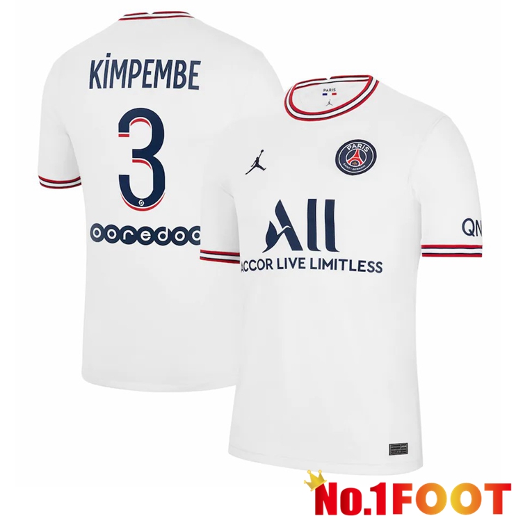 Jordan PSG (Kimpembe 3) Fourth Jerseys White 2021-2022