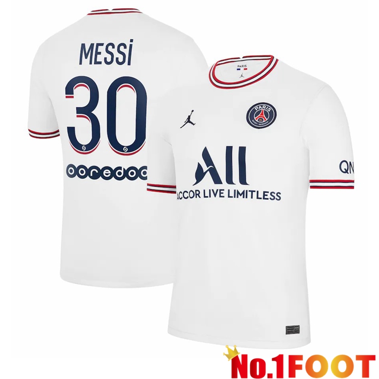 Jordan PSG (Messi 30) Fourth Jerseys White 2021-2022