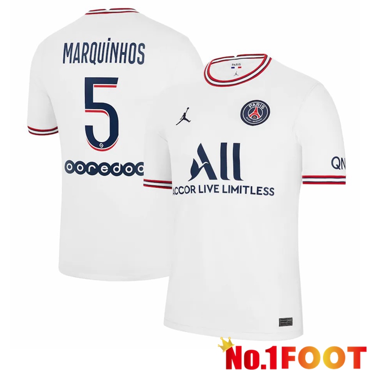 Jordan PSG (Marquinhos 5) Fourth Jerseys White 2021-2022