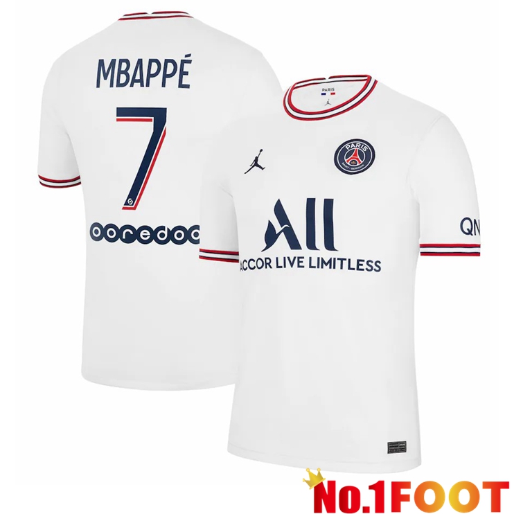 Jordan PSG (Mbappé 7) Fourth Jerseys White 2021-2022