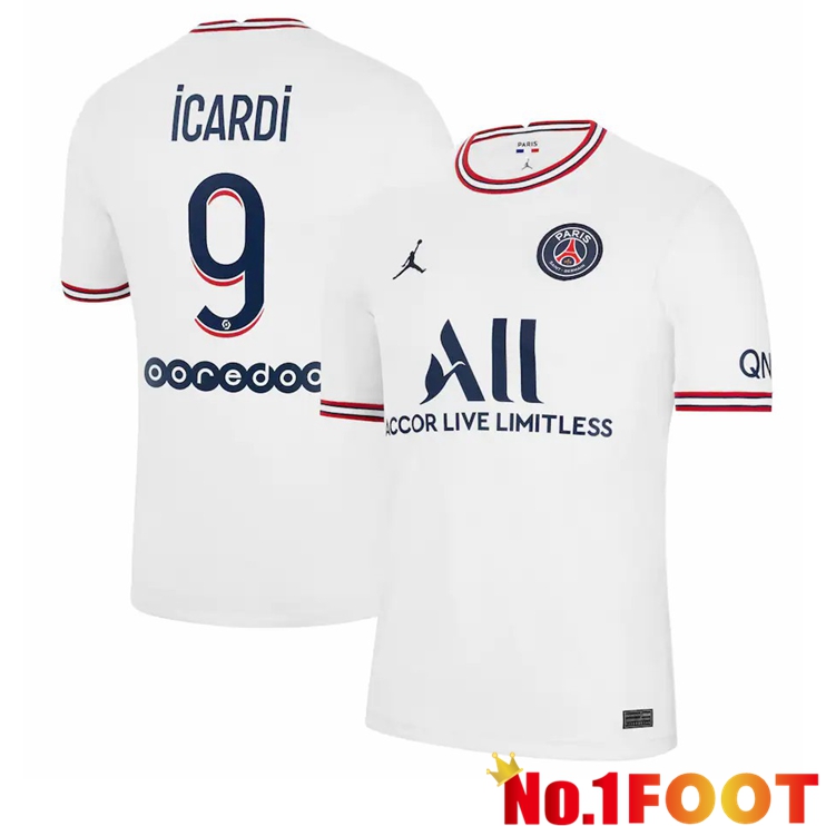 Jordan PSG (Icardi 9) Fourth Jerseys White 2021-2022