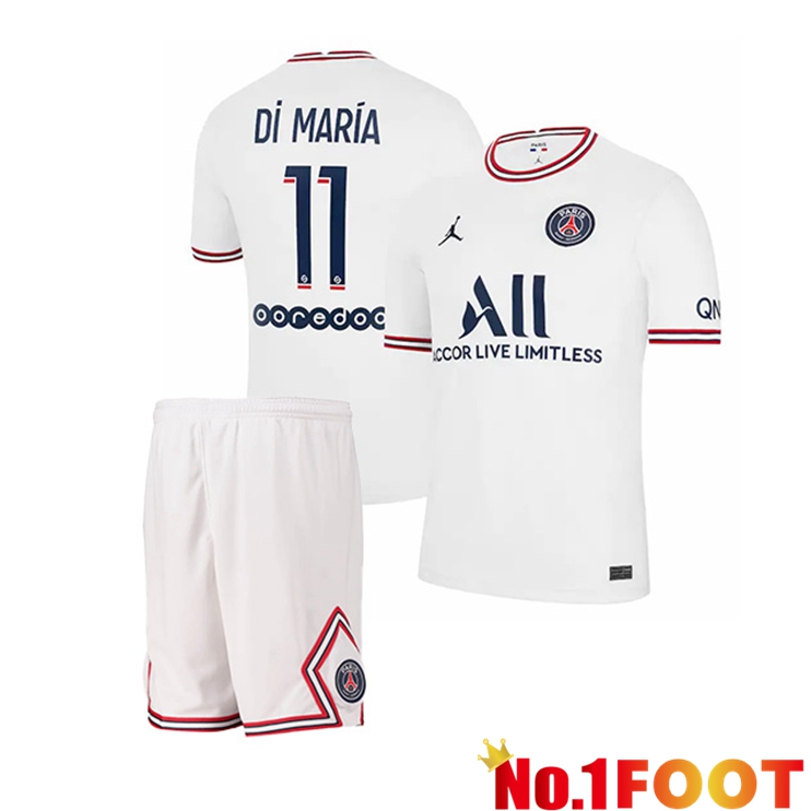 Jordan PSG (Di Maria 11) Kids Fourth Jerseys White 2021-2022