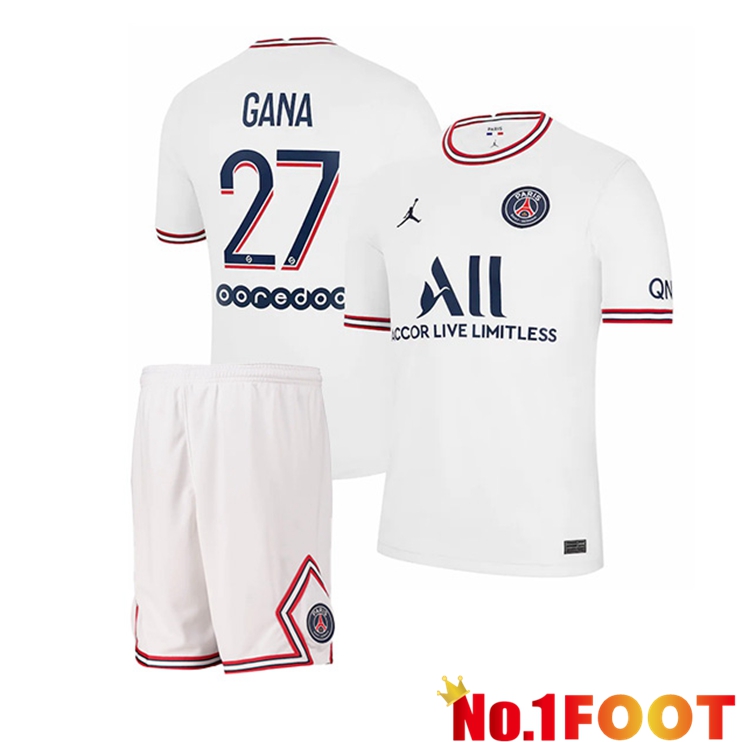 Jordan PSG (Gana 27) Kids Fourth Jerseys White 2021-2022