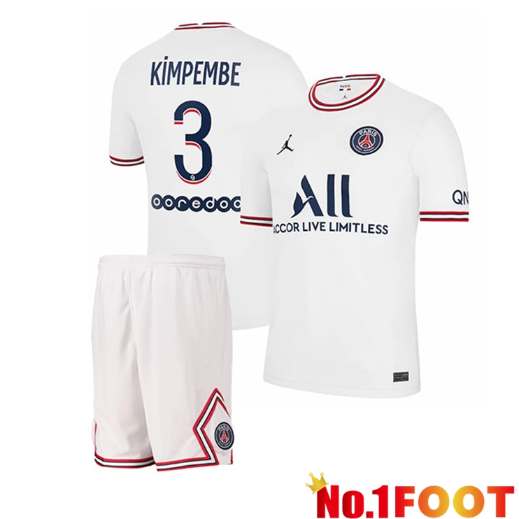 Jordan PSG (Kimpembe 3) Kids Fourth Jerseys White 2021-2022