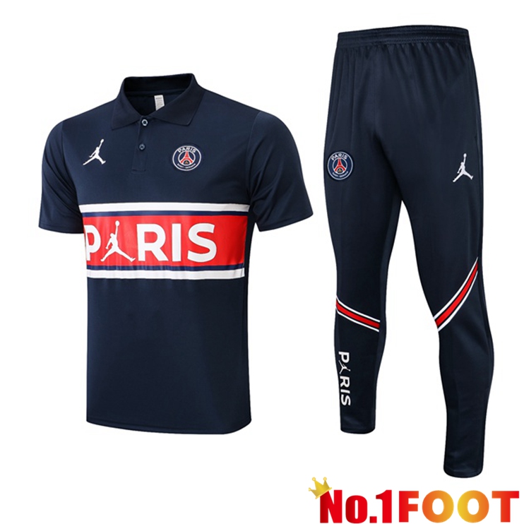 JORDAN Paris PSG + Pants Blue Royal Polo Shirt 2021/2022