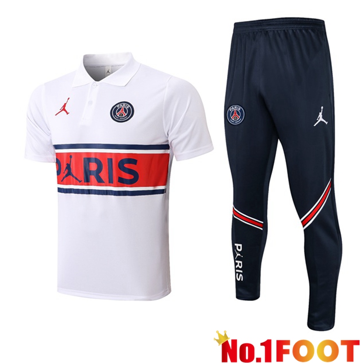 JORDAN Paris PSG + Pants White Polo Shirt 2021/2022