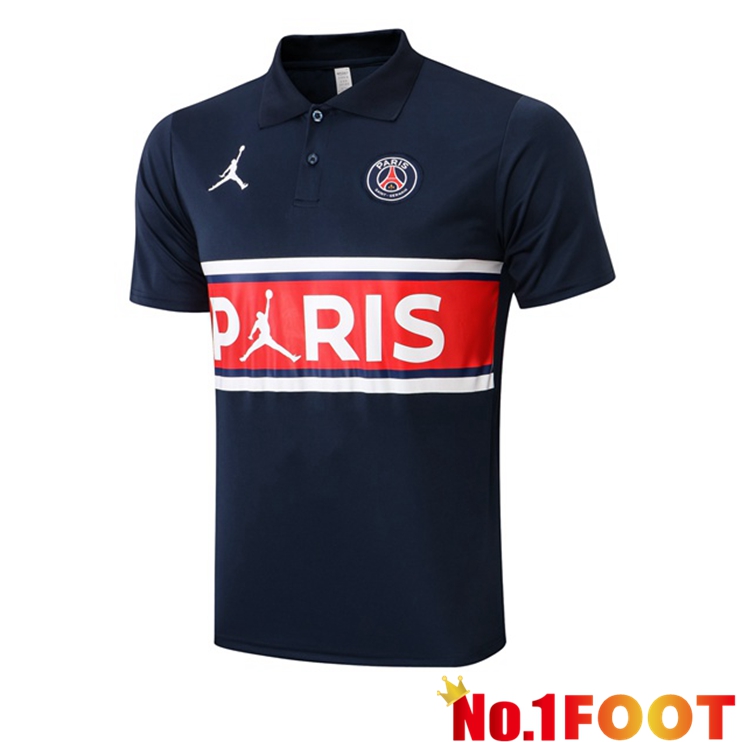 JORDAN Paris PSG Blue Royal Polo Shirt 2021/2022