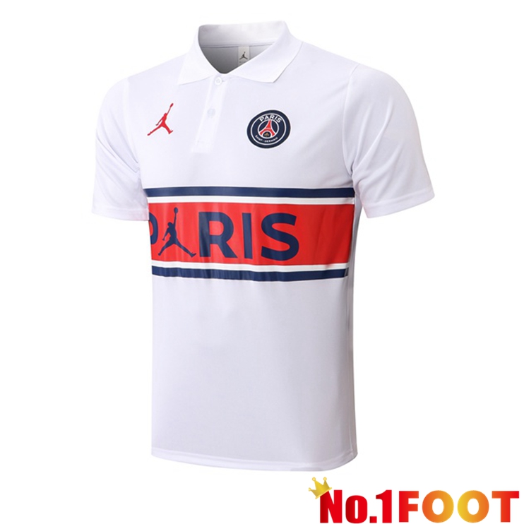 JORDAN Paris PSG White Polo Shirt 2021/2022 - Click Image to Close