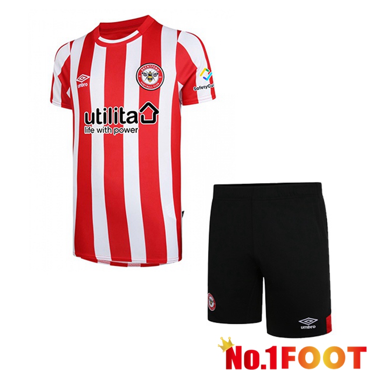 Brentford FC Kids Home Red White Jersey 2022/2023