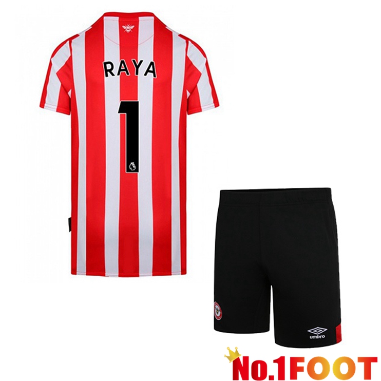 Brentford FC (RAYA 1) Kids Home Red White Jersey 2022/2023