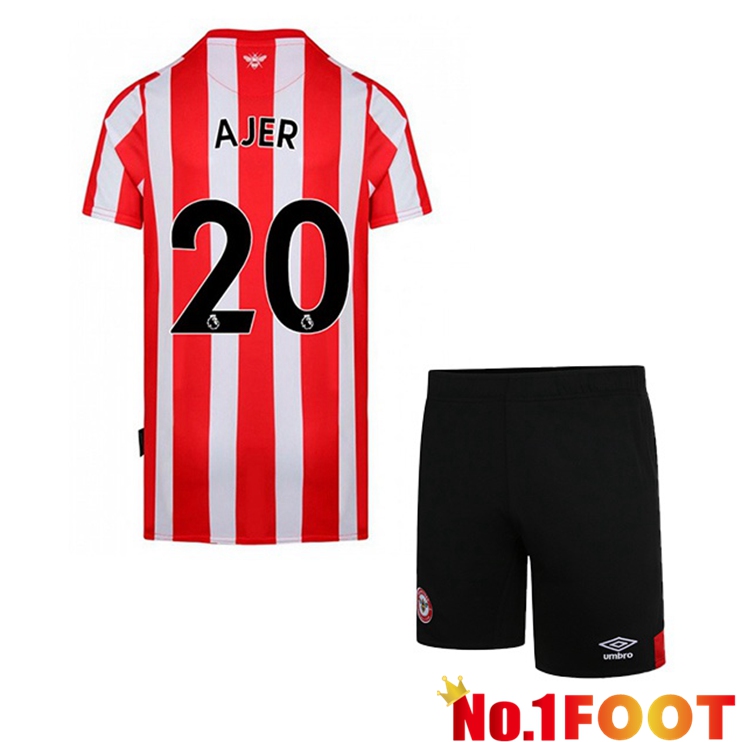 Brentford FC (AJER 20) Kids Home Red White Jersey 2022/2023