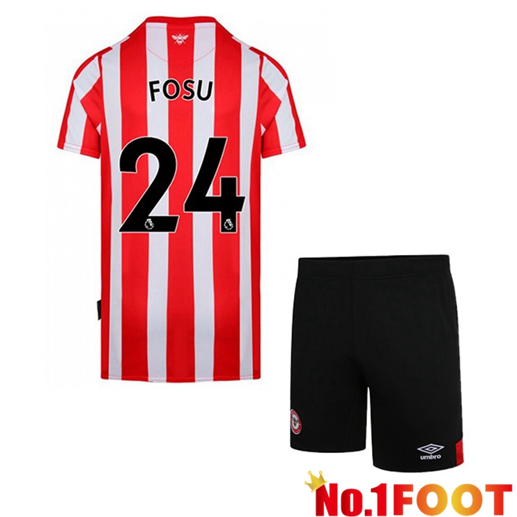 Brentford FC (FOSU 24) Kids Home Red White Jersey 2022/2023