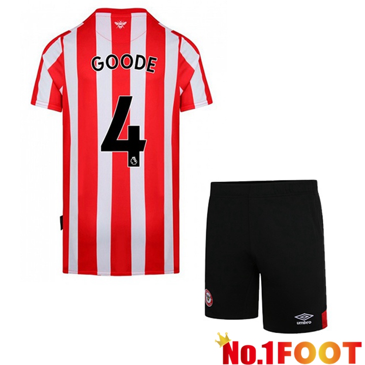 Brentford FC (GOODE 4) Kids Home Red White Jersey 2022/2023