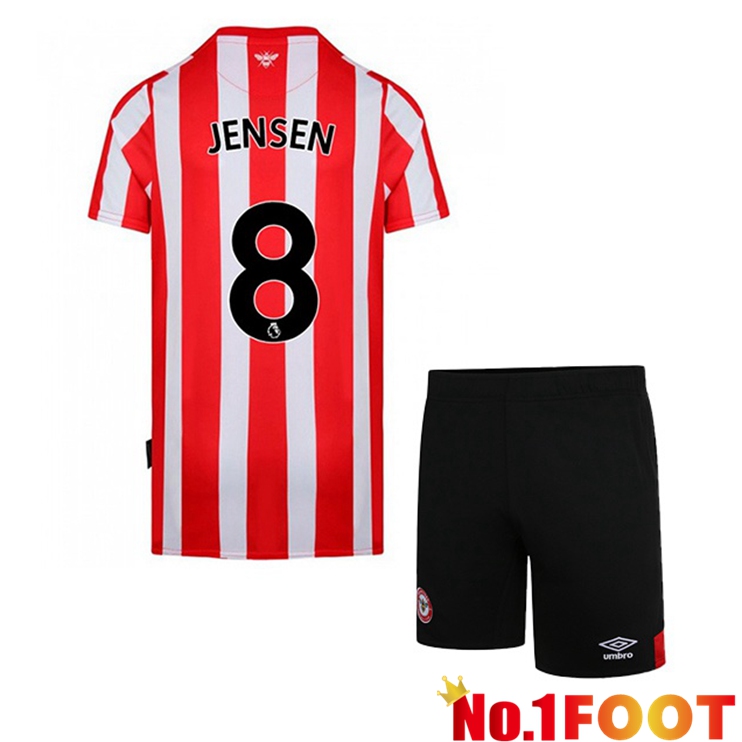 Brentford FC (JENSEN 8) Kids Home Red White Jersey 2022/2023