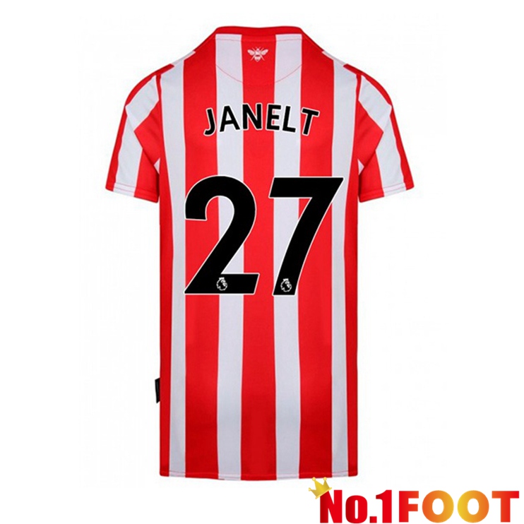 Brentford FC (JANELT 27) Home Red White Jersey 2022/2023