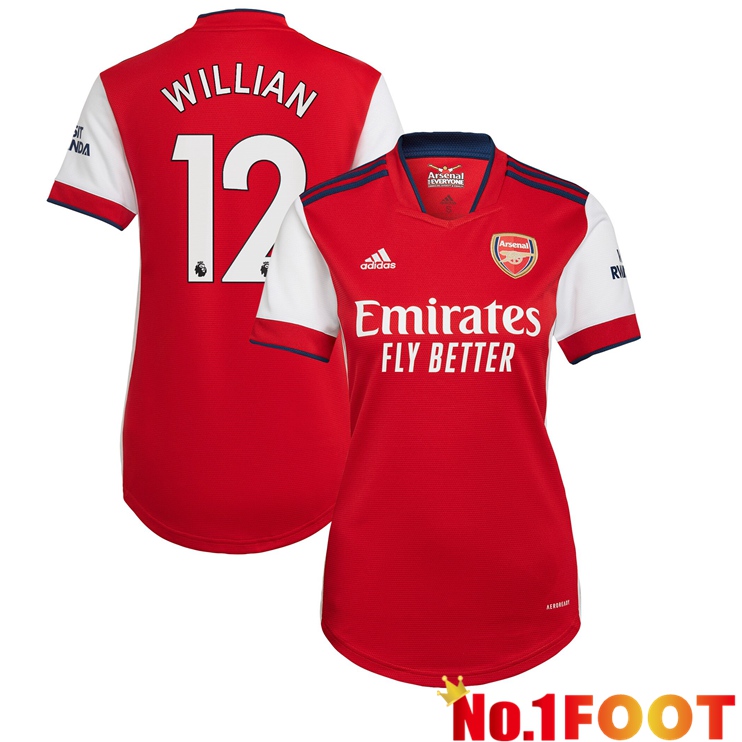 FC Arsenal (WILLIAN 12) Womens Home Jersey Red/White 2021/2022