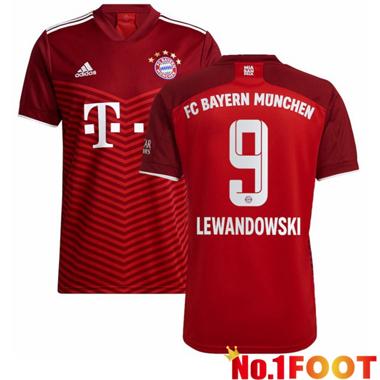 Bayern Munich (Lewandowski 9) Home Jersey Red 2021/22