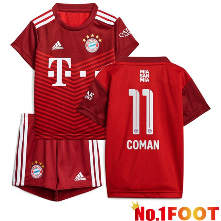 Bayern Munich (Coman 11) Kids Home Jersey Red 2021/22