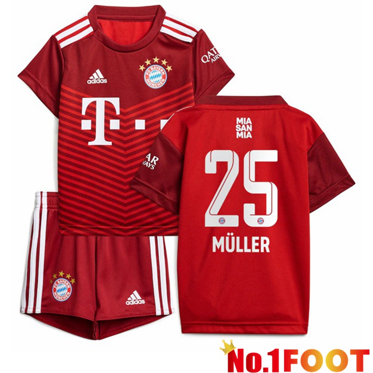 Bayern Munich (Müller 25) Kids Home Jersey Red 2021/22