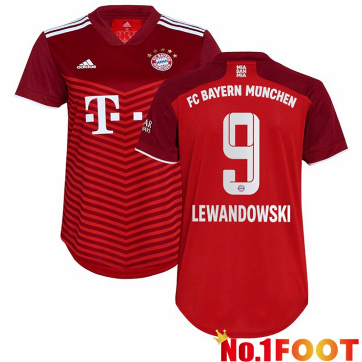 Bayern Munich (Lewandowski 9) Womens Home Jersey Red 2021/22