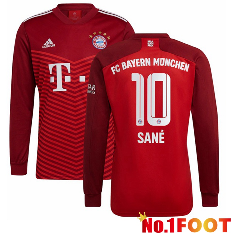 Bayern Munich (Sané 10) Long sleeve Home Jersey Red 2021/22