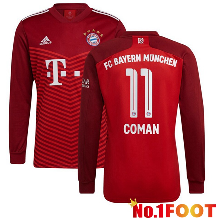 Bayern Munich (Coman 11) Long sleeve Home Jersey Red 2021/22