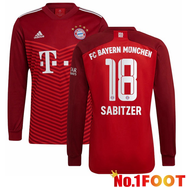 Bayern Munich (Sabitzer 18) Long sleeve Home Jersey Red 2021/22