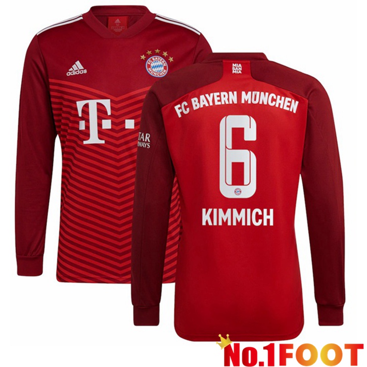 Bayern Munich (Kimmich 6) Long sleeve Home Jersey Red 2021/22