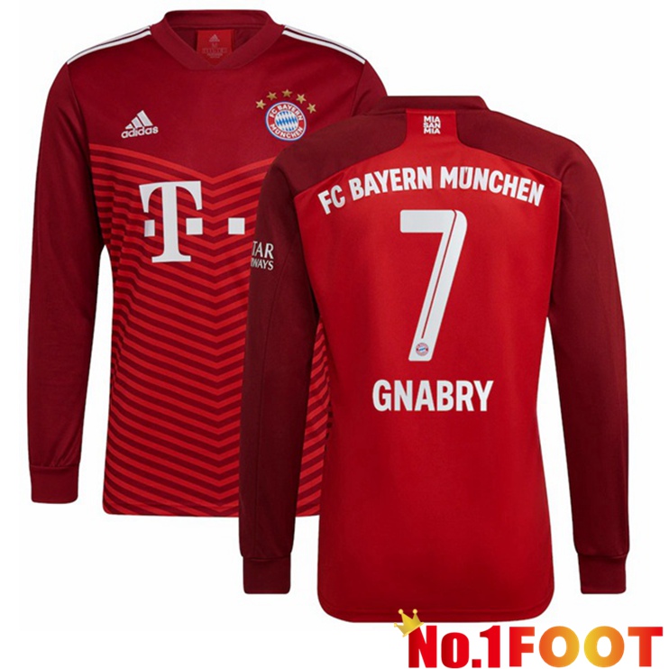 Bayern Munich (Gnabry 7) Long sleeve Home Jersey Red 2021/22