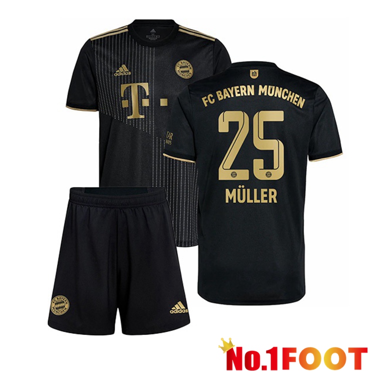 Bayern Munich (Müller 25) Kids Away Jersey Black 2021/22