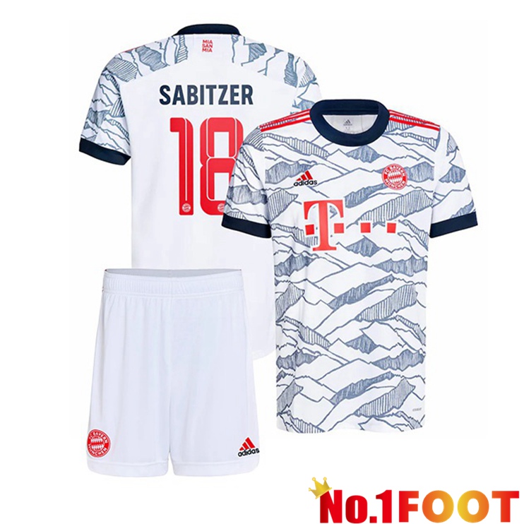 Bayern Munich (Sabitzer 18) Kids Third Jersey White 2021/22