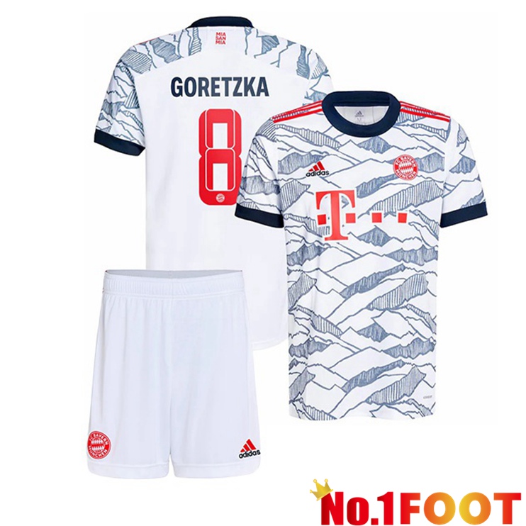 Bayern Munich (Goretzka 8) Kids Third Jersey White 2021/22