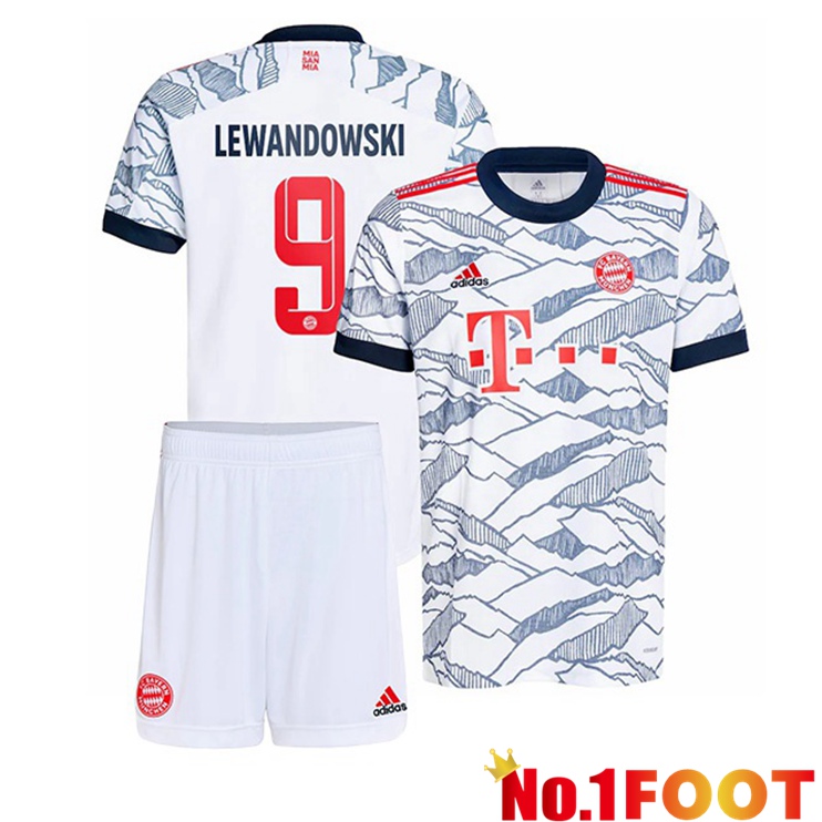 Bayern Munich (Lewandowski 9) Kids Third Jersey White 2021/22