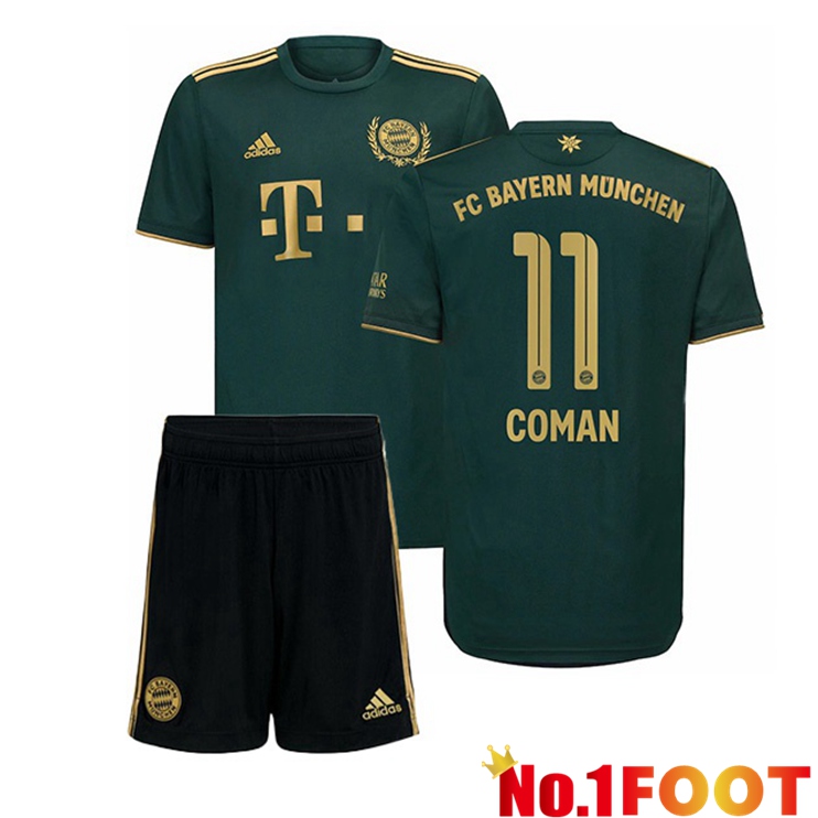 Bayern Munich (Coman 11) Kids Fourth Jersey Green 2021/22