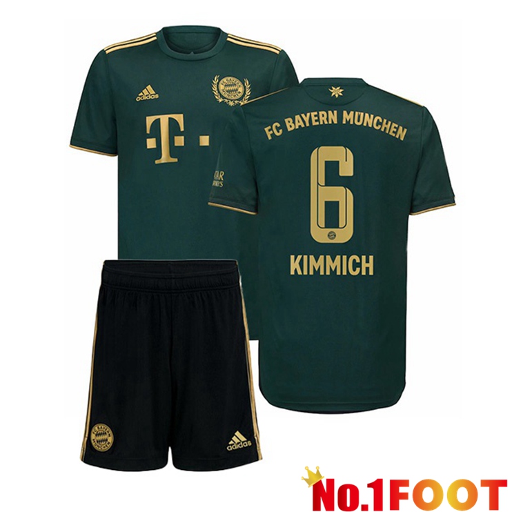 Bayern Munich (Kimmich 6) Kids Fourth Jersey Green 2021/22