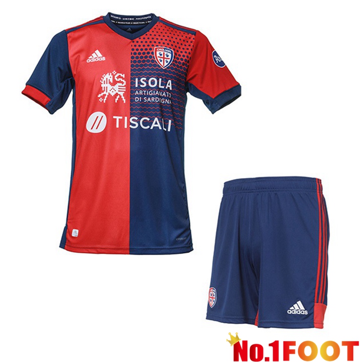 Cagliari Calcio Kids Home Jersey Red Blue 21/22