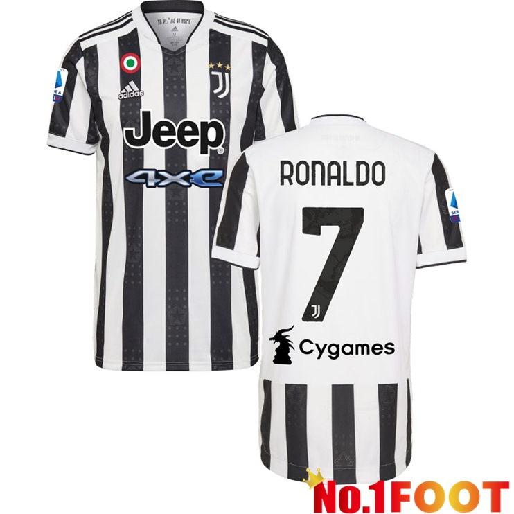 Juventus (RONALDO 7) Home Jersey Black/White 2021/2022 - Click Image to Close