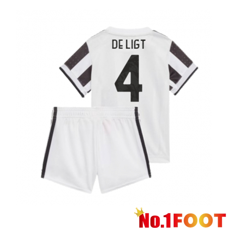 Juventus (De Ligt 4) Kids Home Jersey Black/White 2021/2022